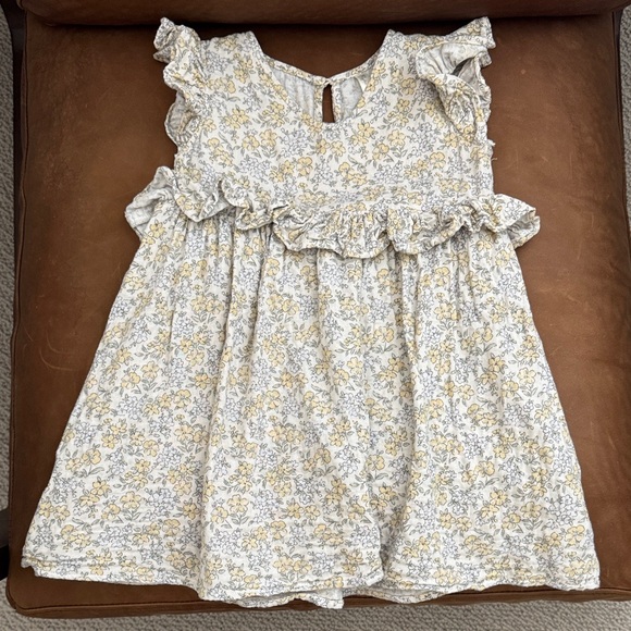 Rylee + Cru Yellow and Gray Floral Ruffle Dress - Picture 1 of 4